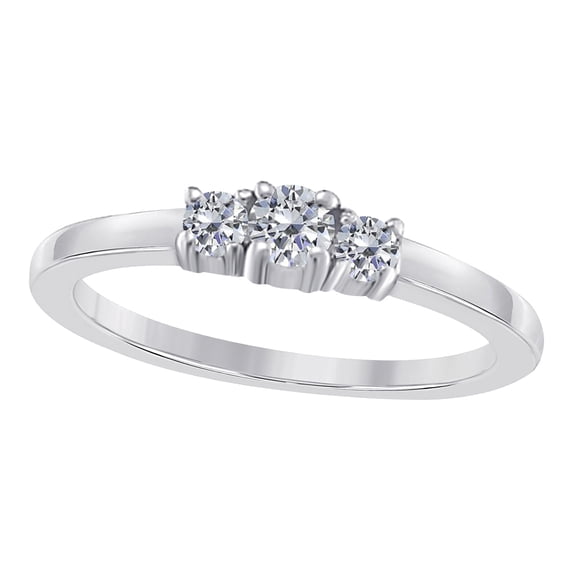 Mauli Jewels Engagement Rings for Women 0.24 Carat Pretty 3 Stone Diamond Engagement Wedding Ring 4-prong 10k White Gold