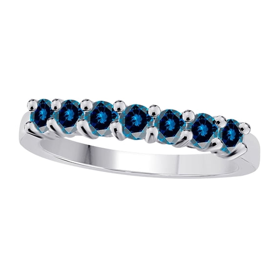 Mauli Jewels Engagement Rings for Women 0.25 Carat 7 Stone Blue Diamond Enagement Ring 4-prong 10K White Gold