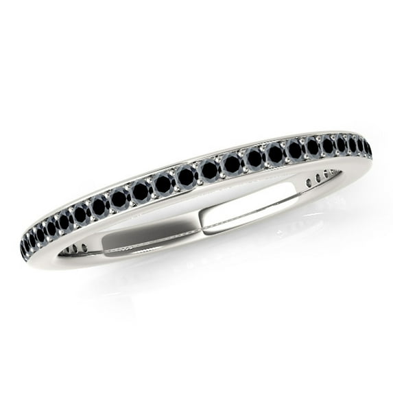 Mauli Jewels Engagement Rings for Women 0.25 Carat Black Diamond Wedding Band 4-Prong 10K Solid White Gold