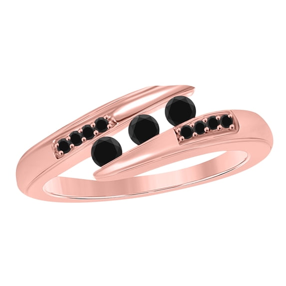 Mauli Jewels Engagement Rings for Women 0.25 Carat Channel Set Black Diamond Ring 4 Channel-Setting 10K Rose Gold