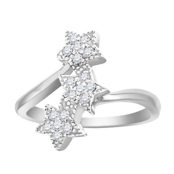 Mauli Jewels Engagement Rings for Women 0.25 Carat Star Sparkly Diamond Ring 4-prong 10K White Gold