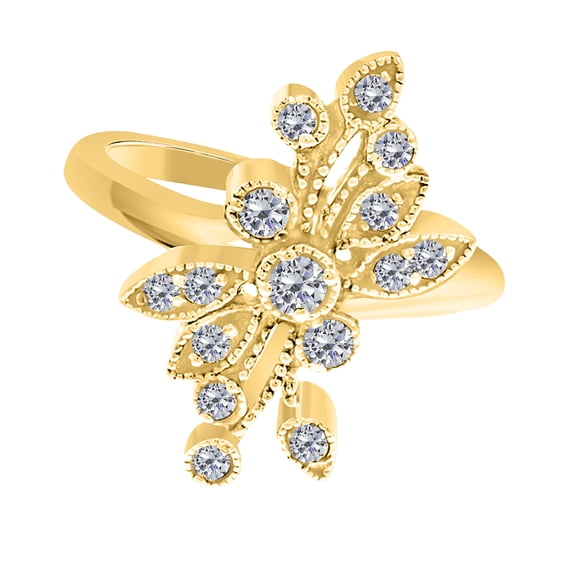 Mauli Jewels Engagement Rings for Women 0.35 Carat Handcrafted Designer Diamond Ring 4 Prong-Setting 10K Yellow Gold