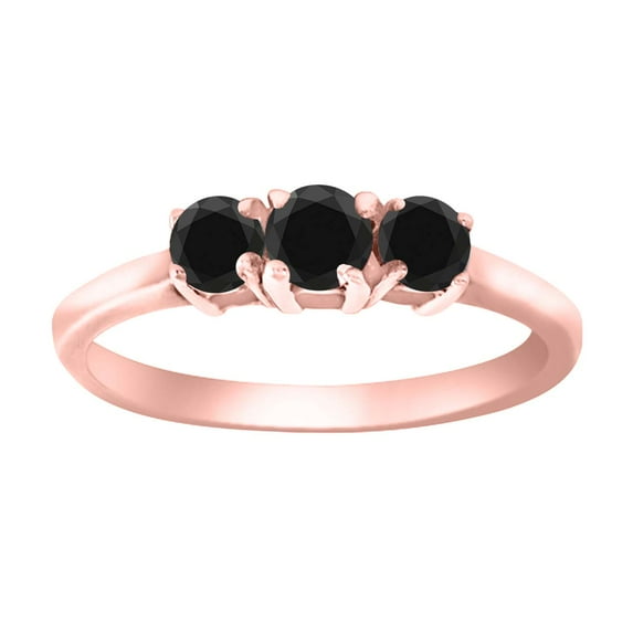 Mauli Jewels Engagement Rings for Women 0.50 Carat Black Diamond Durable Ring 4-prong 10K Rose Gold