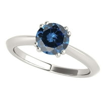 Mauli Jewels Engagement Rings for Women 0.50 Carat Blue Diamond Engagement Ring Crafted 4 prong 10K Solid White Gold