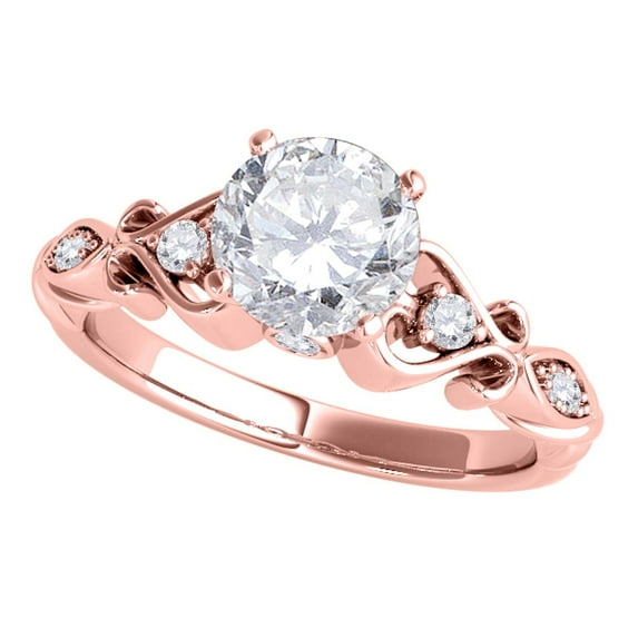 Mauli Jewels Engagement Rings for Women 0.50 Carat Diamond Brilliance Cut Engagement Wedding Ring 4 prong 14K Rose Gold