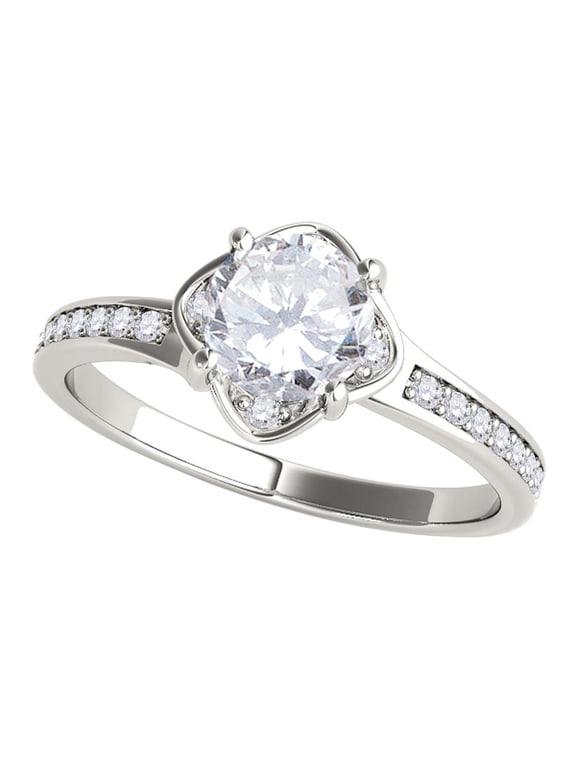 Engagement Rings for Women 0.50 Carat Engagement Wedding Diamond Ring 4 prong 14K Solid White Gold