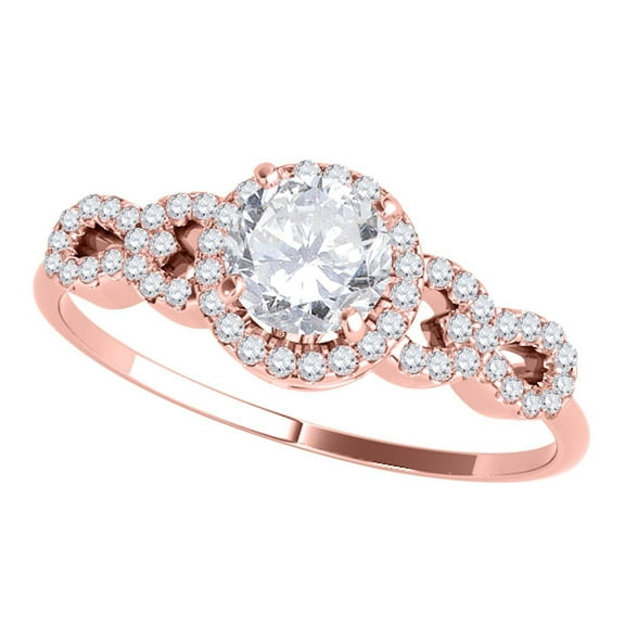 Mauli Jewels Engagement Rings for Women 0.50 Carat Halo Diamond Engagement Ring 4 Prong-Setting14K Solid Rose Gold