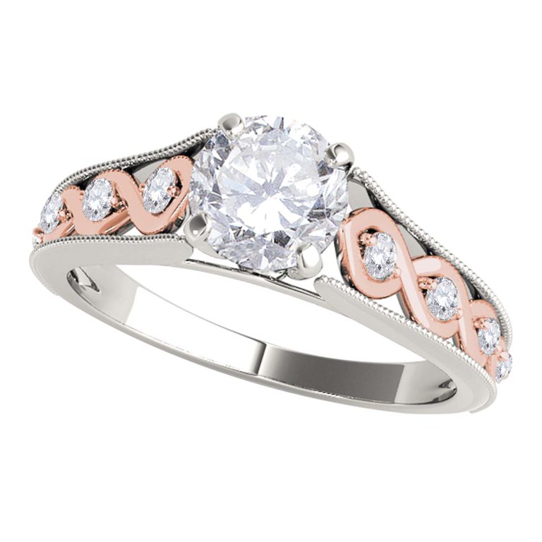 Mauli Jewels Engagement Rings for Women 0.50 Carat Halo Two-Tone