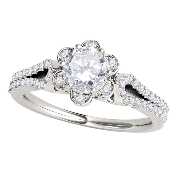 Mauli Jewels Engagement Rings for Women 0.50 Carat Wedding Engagement Diamond Ring 4-prong14K White Gold