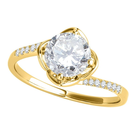 Mauli Jewels Engagement Rings for Women 0.55 Carat Wedding Engagement Diamond Ring 4-prong14K Yellow Gold