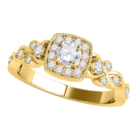 Mauli Jewels Engagement Rings for Women 0.65 Carat Diamond Intricately Designed Engagement Ring 4 prong14K Yellow Gold