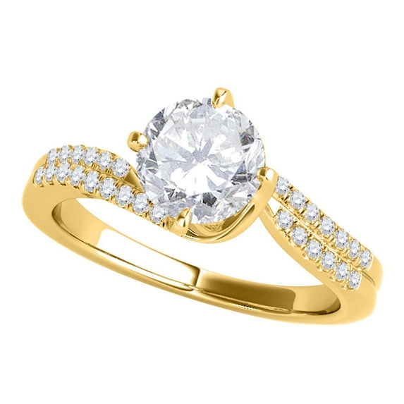 Mauli Jewels Engagement Rings for Women 0.65 Carat Halo Wedding Engagement Diamond Ring prong 14k Solid Yellow Gold