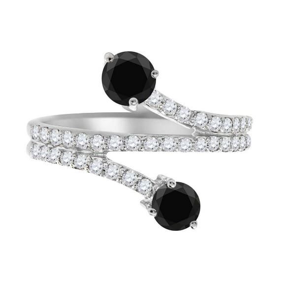 Mauli Jewels Engagement Rings for Women 0.65 Carat Twt Black Diamond Engagement Fashion Ring Crafted 4 prong 14k Solid White Gold