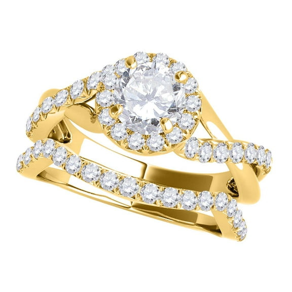 Mauli Jewels Engagement Rings for Women 0.70 Carat Diamond Engagement Bridal Ring Prong-Setting 14K Solid Yellow Gold