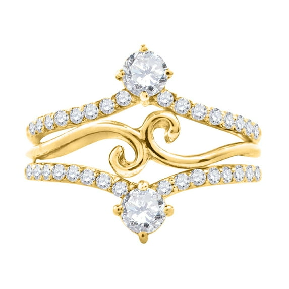 Mauli Jewels Engagement Rings for Women 0.75 Carat Diamond Exotic Engagement Wedding Ring 4 prong 10K Solid Yellow Gold