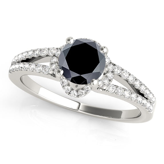 Mauli Jewels Engagement Rings for Women 0.75 Carat Glitzy Halo Blue Diamond Wedding Engagement Ring 4-prong 14K White Gold