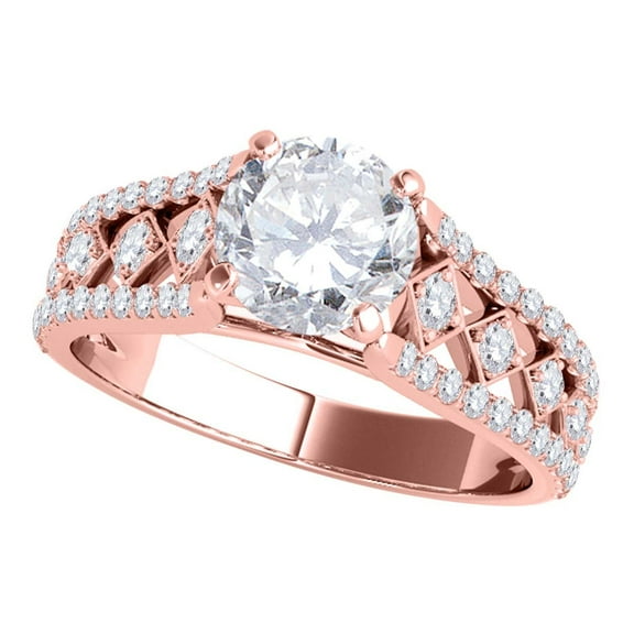 Mauli Jewels Engagement Rings for Women 0.75 Carat Halo Brilliant Cut Diamond Engagement forever Ring Crafted in 4 Prong14k Solid Rose Gold