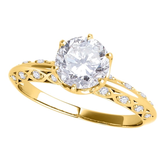 Mauli Jewels 0.75 Carat Diamond Engagement Ring for Women – Halo Wedding Ring in 14K Yellow Gold, 4-Prong Setting