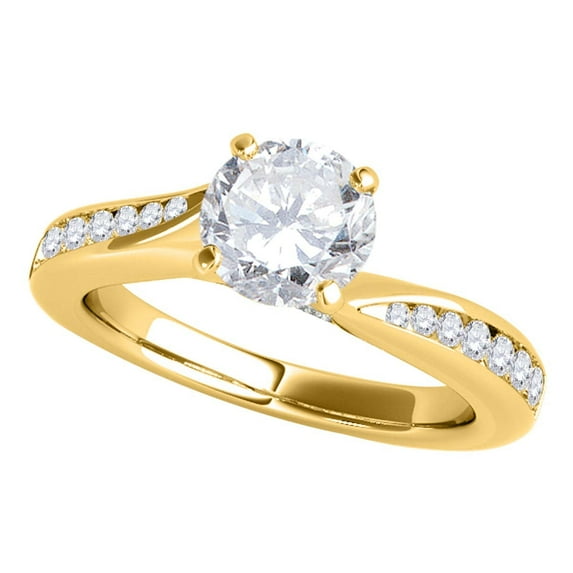 Mauli Jewels Engagement Rings for Women 0.75 Carat Halo Diamond Engagement Ring in 4 prong14k Solid Yellow Gold