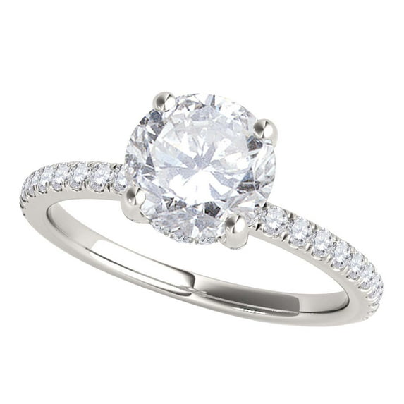 Mauli Jewels Engagement Rings for Women 0.75 Carat Halo Diamond Exquisite Wedding Engagement Ring4 prong14K White Gold
