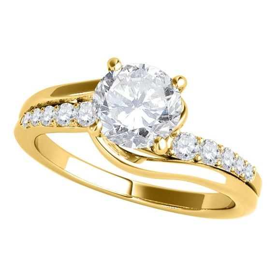 Mauli Jewels Engagement Rings for Women 0.75 Carat Halo Round Diamond 4 Prong Engagement Ring 4 Prong-Setting 14k Yellow Gold