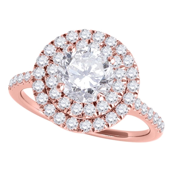 Mauli Jewels 0.75 CT Diamond Engagement Ring for Women, 14K Yellow White & Rose Gold Bridal Ring, Double Halo Vintage Style Proposal Ring, Bridal Ring