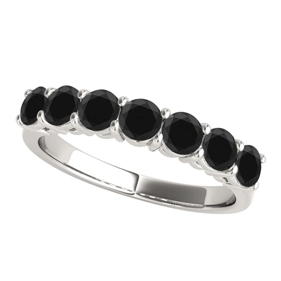 Mauli Jewels Engagement Rings for Women 0.75 Carat Round Brilliant Cut Black Diamond Ring Prong 10K White Gold