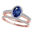 thumbnail image 1 of Mauli Jewels Engagement Rings for Women 0.80 Carat Sapphire And Diamond Bridal Set 4-prong 10K Rose Gold, 1 of 5
