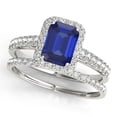 thumbnail image 1 of Mauli Jewels Engagement Rings for Women 0.9 Carat Diamond And Emerald Shape Tanzanite Bridal Set Ring 4-prong 10k White Gold, 1 of 7