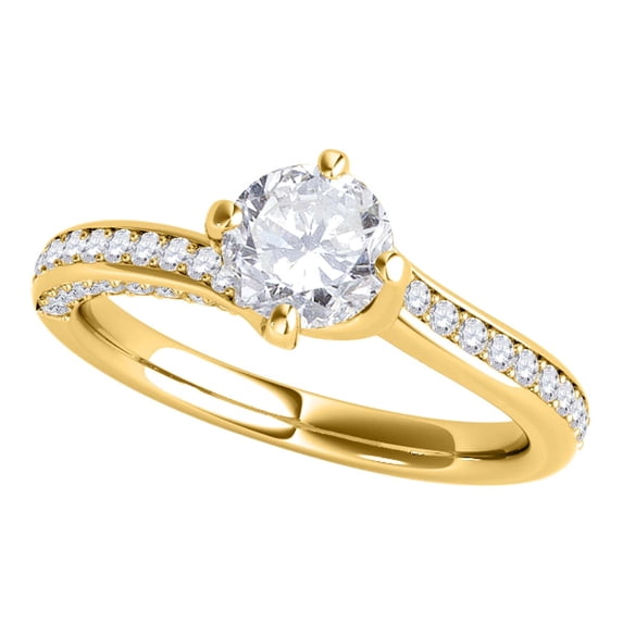 Mauli Jewels Engagement Rings for Women 0.90 Carat Classic Diamond Engagement Wedding Ring 4-prong10K Yellow Gold