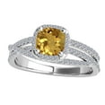 thumbnail image 1 of Mauli Jewels Engagement Rings for Women 0.90 Carat Diamond and Cushion Shaped Citrine Ring 4-prong 10K White Gold, 1 of 7