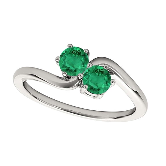 Mauli Jewels Engagement Rings for Women 0.90 Carat Two Stone Emerald Wedding Engagement Ring 4 Prong-Setting 10k White Gold