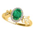 thumbnail image 1 of Mauli Jewels Engagement Rings for Women 0.92 Carat Oval Shape Emerald & Halo Diamond Gemstone Ring Prong-Setting 10K Yellow Gold, 1 of 6