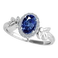 thumbnail image 1 of Mauli Jewels Engagement Rings for Women 0.92 Carat Oval Shape Tanzanite & Halo Diamond Gemstone Ring Prong-Setting 10K White Gold, 1 of 6