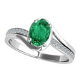 thumbnail image 1 of Mauli Jewels Engagement Rings for Women 0.95 Carat Oval Shape Emerald & Round White Diamond Gemstone Ring Prong-Setting 14K White Gold, 1 of 5