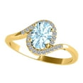 thumbnail image 1 of Mauli Jewels Engagement Rings for Women 1.00 Carat Aquamarine & Round White Diamond Gemstone Ring Prong-Setting 14K Yellow Solid Gold, 1 of 4