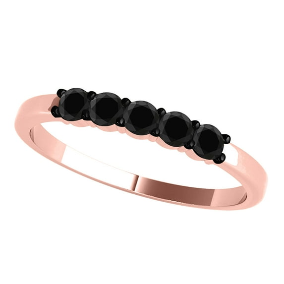 Mauli Jewels Engagement Rings for Women 1.00 Carat Black Diamond Engagement Ring 4 Prong-Setting 14K Solid Rose, Yellow & White Gold