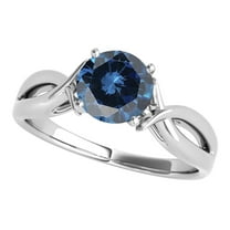 Mauli Jewels Engagement Rings for Women 1.00 Carat Blue Diamond Solitaire Engagement ring4 prong14K White Gold