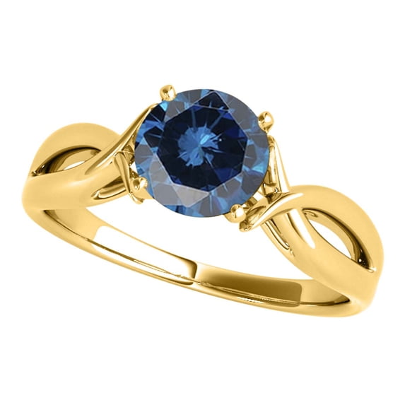 Mauli Jewels Engagement Rings for Women 1.00 Carat Blue Diamond Solitaire Engagement ring4 prong14K Yellow Gold
