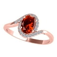 thumbnail image 1 of Mauli Jewels Engagement Rings for Women 1.00 Carat Halo Diamond & Oval Shape Garnet Gemstone Ring Prong-Setting 14K Solid Rose Gold, 1 of 4