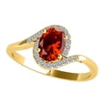 thumbnail image 1 of Mauli Jewels Engagement Rings for Women 1.00 Carat Halo Diamond & Oval Shape Garnet Gemstone Ring Prong-Setting 14K Solid Yellow Gold, 1 of 4