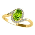 thumbnail image 1 of Mauli Jewels Engagement Rings for Women 1.00 Carat Peridot & Halo Diamond Engagement Ring Prong-Setting 14K Solid Yellow Gold, 1 of 4