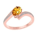 thumbnail image 1 of Mauli Jewels Engagement Rings for Women 1.05 Carat Citrine and Diamond Ring Prong-Setting 10K Solid Rose, White & Yellow Gold, 1 of 6