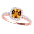 thumbnail image 1 of Mauli Jewels 1.15 CT Natural Citrine & Diamond Ring in 10K Rose White & Yellow Gold | Cushion Cut Center Stone | Prong Set Bridal Ring for Women, 1 of 7