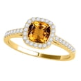 thumbnail image 1 of Mauli Jewels 1.15 CT Natural Citrine & Diamond Ring in 10K Rose White & Yellow Gold | Cushion Cut Center Stone | Prong Set Bridal Ring for Women, 1 of 7