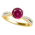 thumbnail image 1 of Mauli Jewels Engagement Rings for Women 1.10 Carat Halo Created Ruby And Diamond Engagement Ring Crafted 4-prong 14k Solid Yellow Gold, 1 of 6