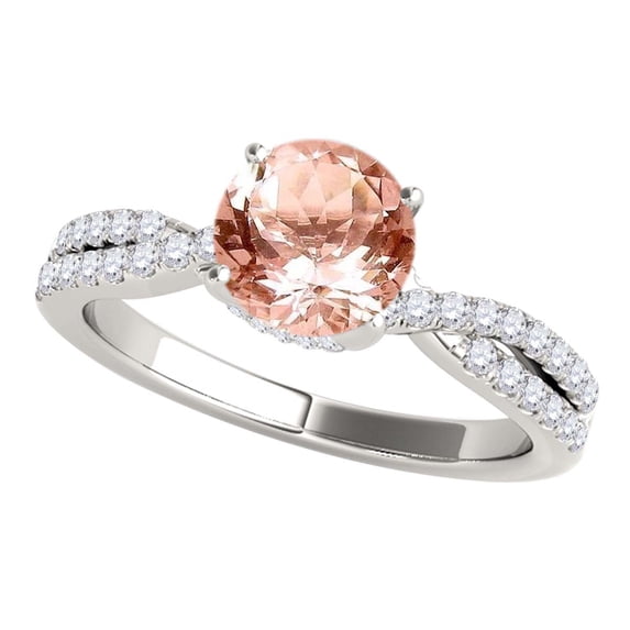 Mauli Jewels Engagement Rings for Women 1.10 Carat Halo Morganite And Diamond Engagement Ring Crafted 4-prong 14k Solid White Gold