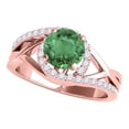 thumbnail image 1 of Mauli Jewels Engagement Rings for Women 1.15 Carat Created Emerald and Diamond Engagement Ring Crafted 4 Prong 14k Solid Rose Gold, 1 of 6