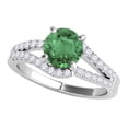 thumbnail image 1 of Mauli Jewels Engagement Rings for Women 1.15 Carat Emerald and Diamond Twin Shank Engagement Ring Crafted 4 Prong-Setting 14k Solid White Gold, 1 of 6