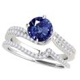 thumbnail image 1 of Mauli Jewels Engagement Rings for Women 1.15 Carat Halo Sapphire And Diamond Bridal Set 4-prong 14k White Gold, 1 of 6